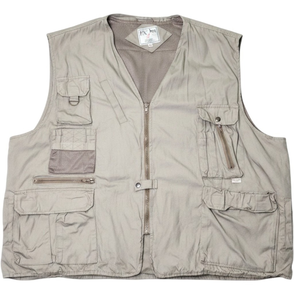Foxfire Mens 5XT Utility Vest Khaki Tan Multi Pocket Cotton Mesh Back Vented